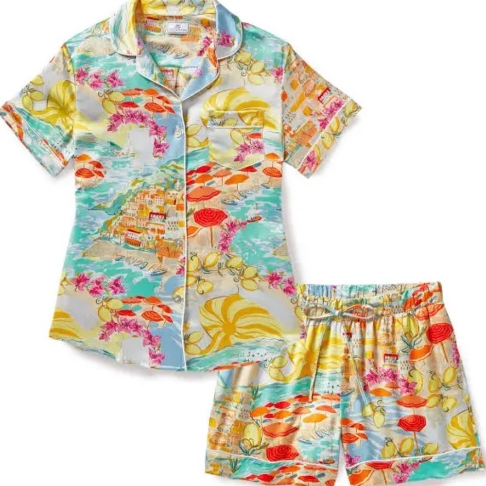 Petite Plume Silk Short Set in La Dolce Vita XL